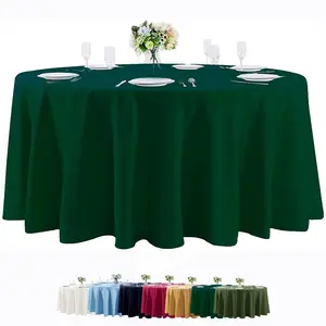 豪华132英寸圆形绿色桌布婚礼涤纶120英寸圆形桌布婚礼宴会餐厅