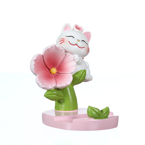 Petites figurines en résine de chat aux fleurs de cerisier, décorations de bureau exquises, figurines multifonctionnelles, fabricant - Product Image 5