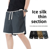 Shorts décontractés pour hommes 2026 en polyester/nylon respirant, coupe ample, mi-longueur, à séchage rapide, avec cordon de serrage – Tendance