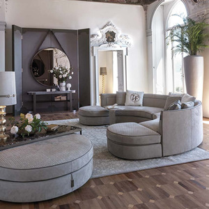 Canapé modulaire incurvé de luxe pour salon Canapé rond Combinaison Changement <span class=keywords><strong>d</strong></span>'<span class=keywords><strong>angle</strong></span> Canapé en tissu à carreaux diamantés - Product Image 3
