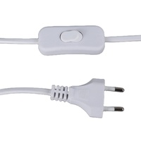 VDE europeo aprobado 2.5A cable de alimentación de cable plano cable de alimentación de lámpara de enchufe de la UE de 2 pines con interruptor de encendido/apagado
