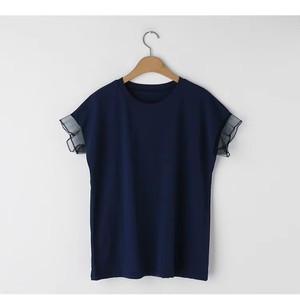 <span class=keywords><strong>T</strong></span>-<span class=keywords><strong>shirt</strong></span> Estiva da Donna con Collo Rotondo e Maniche Trasparenti, Maglietta Casual a Maniche Corte, Elegante Blusa Y2K Streetwear per Uso Quotidiano - Product Image 6