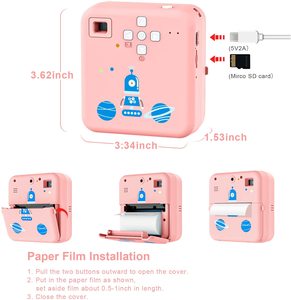 Appareil photo pour enfants, pouces, caméscope, impression instantanée, Mini imprimante - Product Image 6