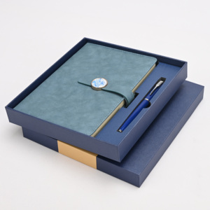 Set de Regalo de Cuaderno A5 de Tapa Dura de Cuero PU Azul con Logotipo Personalizado y Bolígrafo |   Diario con Cierre Magnético Premium para Marca Corporativa - Product Image 2
