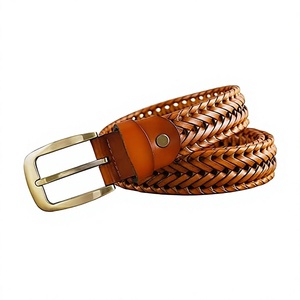 Cinturones de Cuero Vacuno Genuino Hechos a Mano BS INTERNATIONAL NA241, Hebilla Cuadrada de Acero Trenzada, Cinturón Vintage para Hombre, Resistente al Agua, 3.8CM - Product Image 5