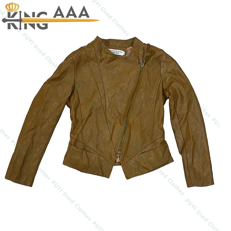 Used clothes in bales Classic Biker Jacket Pu Leather Jacket for Men's Leather second hand casual leather jacket