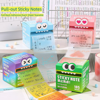 Bloc-notes adhésif transparent à paillettes, 105 feuilles, autocollants, motif monstre mignon, cadeau pour étudiants