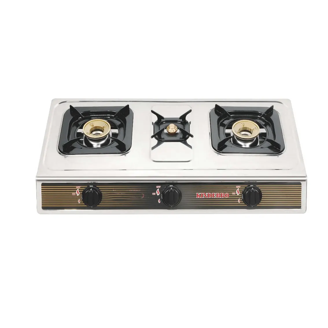 china wholesale manufacturer easy clean stainless steel panel 3 burners table top gas stove