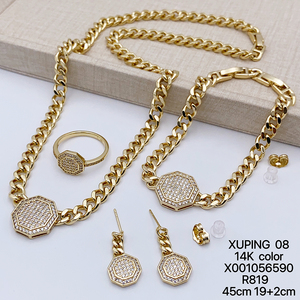 ชุดเครื่องประดับผู้หญิง <span class=keywords><strong>XUPING</strong></span> แฟชั่นชุบทอง 14k สร้อยคอ สร้อยข้อมือ ต่างหู แหวน ประดับด้วยเพชร CZ สังเคราะห์ - Product Image 3