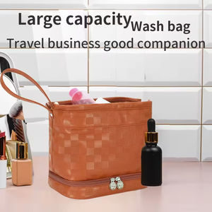 Bolsa de Cosméticos de PU de Doble Capa Personalizada con Cierre de Cremallera para Mujer, Organizador de Brochas de Maquillaje y Bolsa Personalizada - Product Image 4