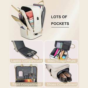 Custom 52L Waterproof Carry-On <b>Backpack</b> for Women | TSA Approved Travel Laptop <b>Backpack</b> USB Charging Port Zipper Shoes - Product Image 3