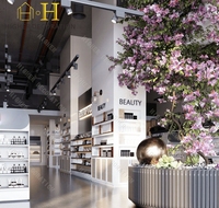 Beauty Makeup Store Display Vitrine Luxuriöse Holz-Hautpflege-Ausstellungsschränke mit Beleuchtung Hochwertige Kosmetik-Möbel nach Maß