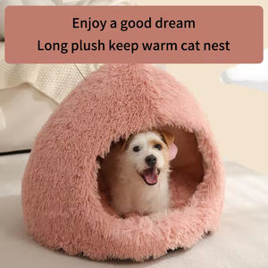 Üretici toptan özel logo ev hayvanı ürünü tedarikçisi peluş köpek kedi mağara yatak - Product Image 3