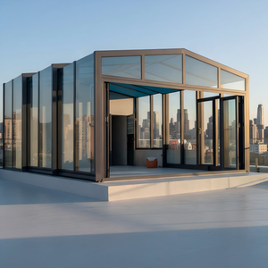 หลังคาทรงจั่ว ดีไซน์ร่วมสมัย กระจกนิรภัยเคลือบผิว ห้องพักพักผ่อนเคลื่อนที่ พร้อมไฟส่องสว่างและม่านบังแดด สำหรับ<span class=keywords><strong>โรงแรม</strong></span>วิวทะเล - Product Image 1