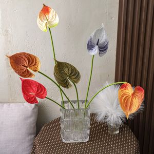 CallaFloral Anthurium Artificiel à Tige Unique Rouge Décoration Intérieure Bouquet de Mariage Décoration Maison - Product Image 1