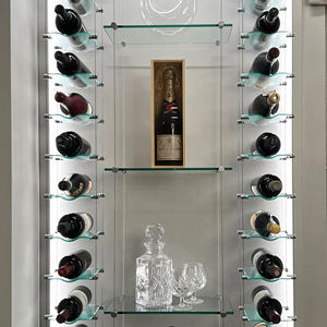 رف نبيذ عصري قابل للتعديل والتمديد من الفولاذ المقاوم للصدأ/الزجاج، سعة كبيرة لعرض النبيذ الأحمر في المنزل - Product Image 3