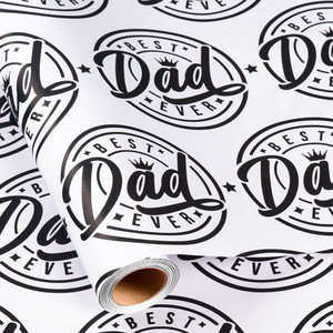 Original design 5-meter digital printed black and <b>white</b> gift <b>wrapping</b> <b>paper</b> for Father's Day - Product Image 5