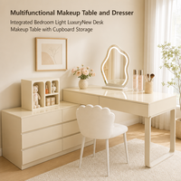 Table de maquillage avec tiroirs, coiffeuse multifonctionnelle avec rangement, bureau moderne de luxe léger pour chambre à coucher