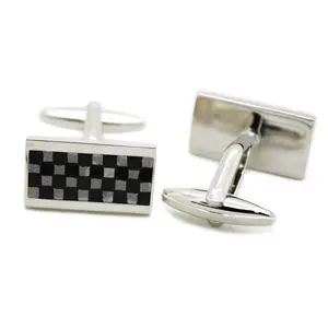 Wholesale And Retail High Quality Carbon Fiber Rectangle Custom Any Shape Men's Cufflinks