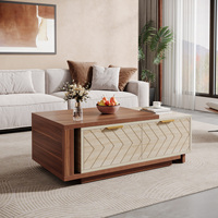 Tribesigns Mesa de Centro Moderna de Madera Extensible, Mesa de Cóctel con 2 Cajones de Almacenamiento