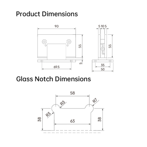 Charnière murale en acier inoxydable 304 robuste pour porte de salle de bain, fixation verre-étain, charnière <span class=keywords><strong>à</strong></span> 90 degrés pour porte en verre - Product Image 6