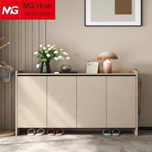 Zapatero Alto Blanco, Mueble <span class=keywords><strong>para</strong></span> Zapatos Blanco y Dorado, Almacenamiento de Zapatos Rústico - Product Image 1