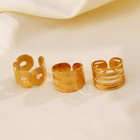 Cincin Terbuka Geometris Tidak Beraturan dari Baja Tahan Karat yang Trendi Eropa dan Amerika, Desain Unik, Cincin Serbaguna dengan Garis Bersilang.