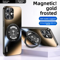 Coque en acrylique pour iPhone 11 et Pro Max, avec support magnétique électroplaqué, design givré scintillant, résistante aux chutes, coque souple