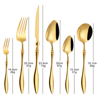 Ensemble de couverts de luxe en acier inoxydable doré, 6 pièces, finition miroir, pour mariage, couteau, fourchette, cuillère, compatible lave-vaisselle