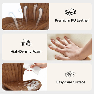 Silla de Oficina Ergonómica Moderna de Cuero PU, sin Brazos, Altura Ajustable, Giratoria, con Ruedas Silenciosas, para Oficina en Casa, Sala de Estar, Escuela - Product Image 2