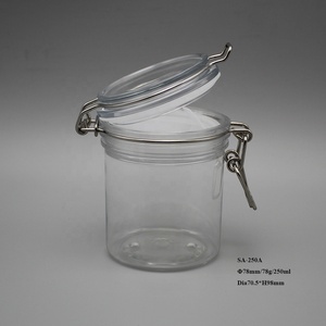 8Oz Rõ Ràng Kín Nhựa Lưu Trữ Jar Đối Với Cookie Với Lật Nắp/Vòng Nhựa Nuts Lưu Trữ Jar <span class=keywords><strong>Container</strong></span> Với Bạc Khóa Nắp - Product Image 4