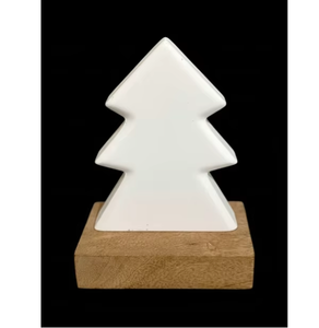 Decoración de árbol de Navidad de madera, adorno decorativo blanco con Base de madera para decoración del hogar, uso de exhibición de vacaciones de mesa - Product Image 3