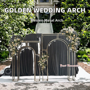 OUGE BC-080802 Soporte de Metal Dorado para Arco de Boda, Estilo Clásico, 5-6 pies x 7-8 pies, Desmontable, Decoración para Eventos de Boda, Flores - Product Image 2