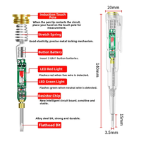 Détecteur de tension à induction LED, testeur de tension avec clip de poche transparent, tournevis détecteur de fil sous tension et neutre