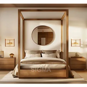 Moderne Schlafzimmermöbel Massivholz modern einfach Holz Einzel-Doppelbett