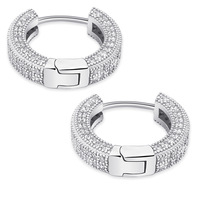 Boucles d'oreilles créoles anti-ternissement en argent sterling 925 serties de zircons cubiques – Bijoux hip-hop de luxe en zircone cubique AAA, vente en gros