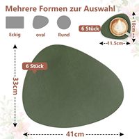 MIAO HELI-Ensemble de napperons en similicuir double face antidérapant, lavable, imperméable, ovale, gris clair, tapis de table, 5mm