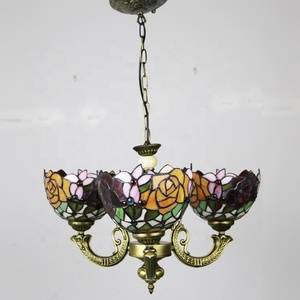 Lámpara Colgante LongHuiJing de 3 Luces, Estilo Tiffany, Vidrio Emplomado, Lámpara Colgante Retro Creativa, Lámpara de Techo para Restaurante - Product Image 3