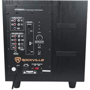 Système Home Cinéma 5.1 Canaux Rockville HTS820 1500W avec Caisson de Basses 8 Pouces, Bluetooth, USB, Télécommande et Supports pour Haut-parleurs - Product Image 3