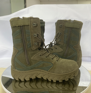 Bottes tactiques montantes vert olive DFA120 avec fermeture éclair latérale, tige en daim et nylon, semelle extérieure robuste à profondeur de grip, pour homme, pour activités de combat et de terrain en extérieur - Product Image 3
