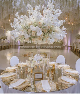 Décorations <span class=keywords><strong>de</strong></span> <span class=keywords><strong>table</strong></span> <span class=keywords><strong>de</strong></span> mariage <span class=keywords><strong>de</strong></span> luxe SMOOTH, 60 pouces, plateau <span class=keywords><strong>de</strong></span> <span class=keywords><strong>table</strong></span> rond en miroir réfléchissant argenté <span class=keywords><strong>et</strong></span> doré pour mariage - Product Image 6