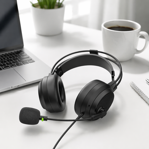 Cuffie Professionali per Computer con Microfono a Collo d'Oca da 22cm, Driver da 40mm, Auricolari Stereo Cablati per Riunioni Online e Corsi Video - Product Image 5