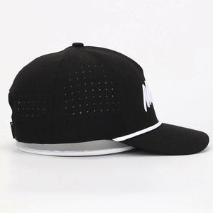 หมวกแก๊ป OEM 5 แผง แบบ Unisex สีขาว ลายปัก 3 มิติ ปีกหมวกแบบเชือก ตัวล็อคพลาสติก ปรับขนาดได้ ขายดี สไตล์ฮิปฮอป - Product Image 4