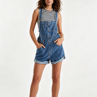Salopette cargo en jean à jambes larges pour femme, coupe ample, multi-poches, combinaison tendance, salopette utilitaire, streetwear