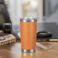 Gobelet en acier inoxydable de 20oz avec couvercle en poudre de style américain, tasse à café isolée sous vide à double paroi pour les voyages en voiture.
