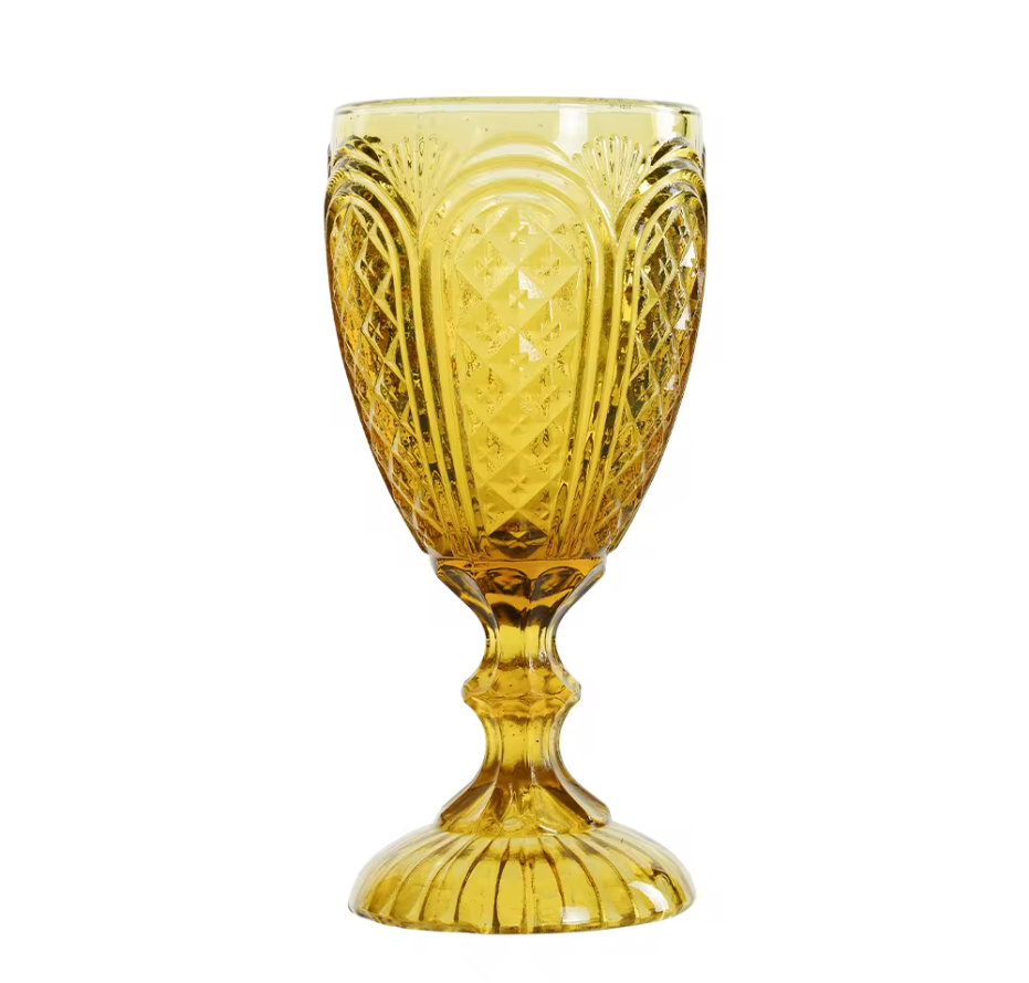 Tasses en verre lait doré, gobelets vintage