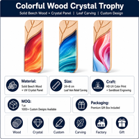Trofi Kristal Kayu Solid Kreatif Kustom dengan Cetak Warna Desain Warna Pohon untuk Penghargaan Kinerja Korporat dan Medali Penghargaan Karyawan Tahunan
