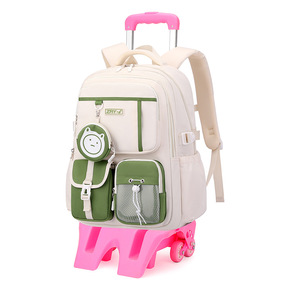 Fashion Elementary Student Trolley School <b>Bag</b> for Girl Boy Kids Kawaii Detachable Trolley Backpack High Quality Mochila Infantil - Product Image 3