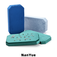Plateau à bijoux octogonal de luxe en velours avec bords coupés, avec couvercles, organisateur de présentation pour bagues et boucles d'oreilles, boîte de rangement pour bijoux, logo personnalisé, vente en gros