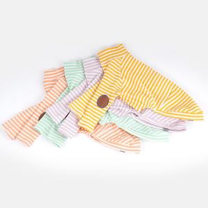 Qiqu perlengkapan hewan peliharaan kaus garis kustom ramah lingkungan lucu pakaian Anjing Greyhound Italia 100% katun bergaris kaus kain bergaris - Product Image 5